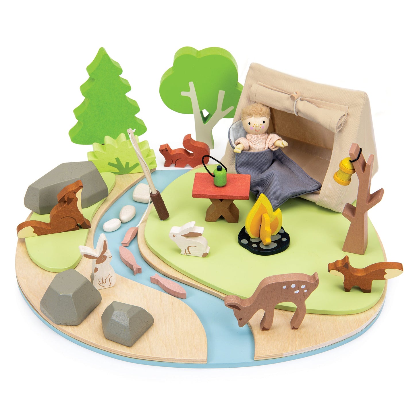 Wildlife Camping with Animals Wooden Playset