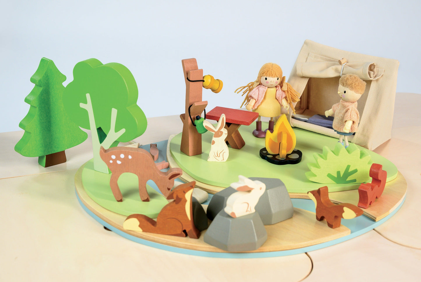 Wildlife Camping with Animals Wooden Playset