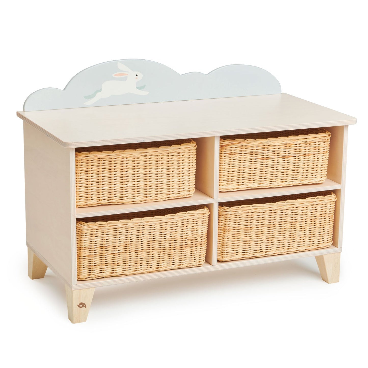 Small-Space Friendly Bunny Storage Unit with Removable Wicker Bins