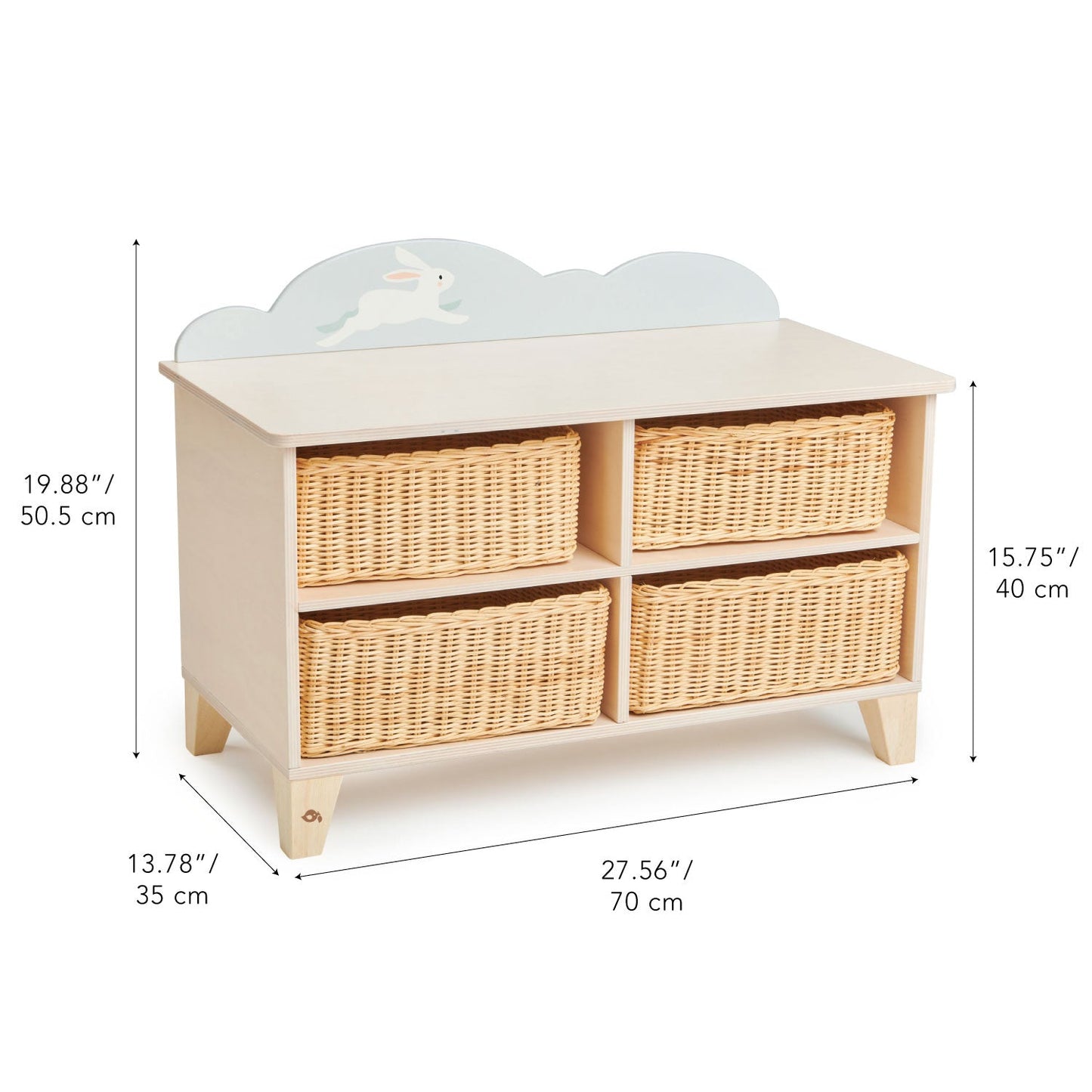 Small-Space Friendly Bunny Storage Unit with Removable Wicker Bins