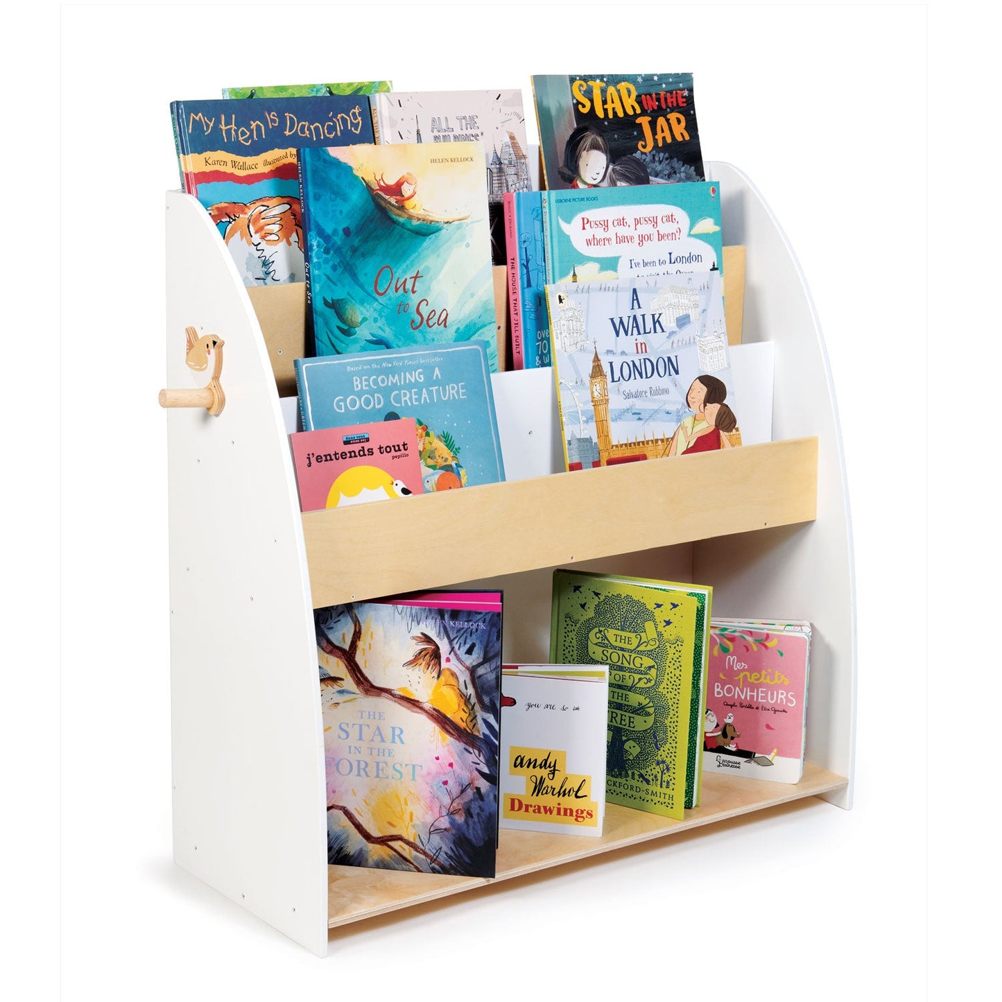 Forest Book Case - White and Beige Wooden Preschool Bookcase