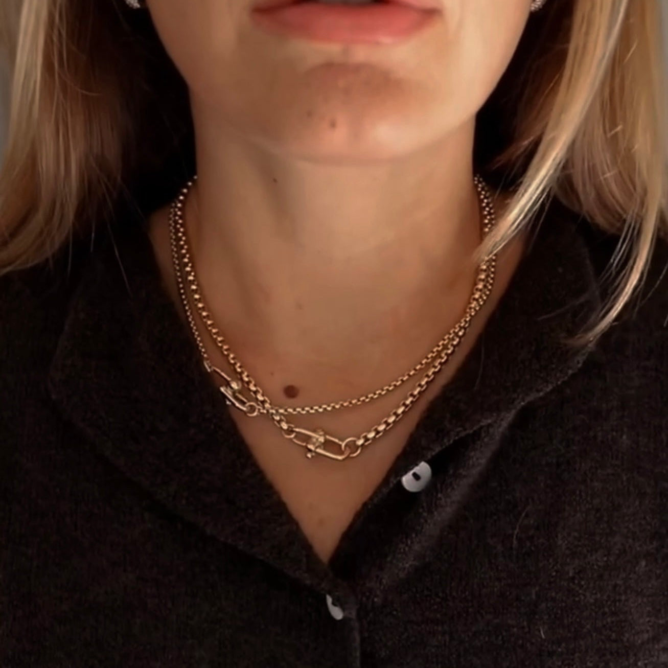 Nova Clasp Gold Box Chain Necklace - 18" Princess Length Necklace