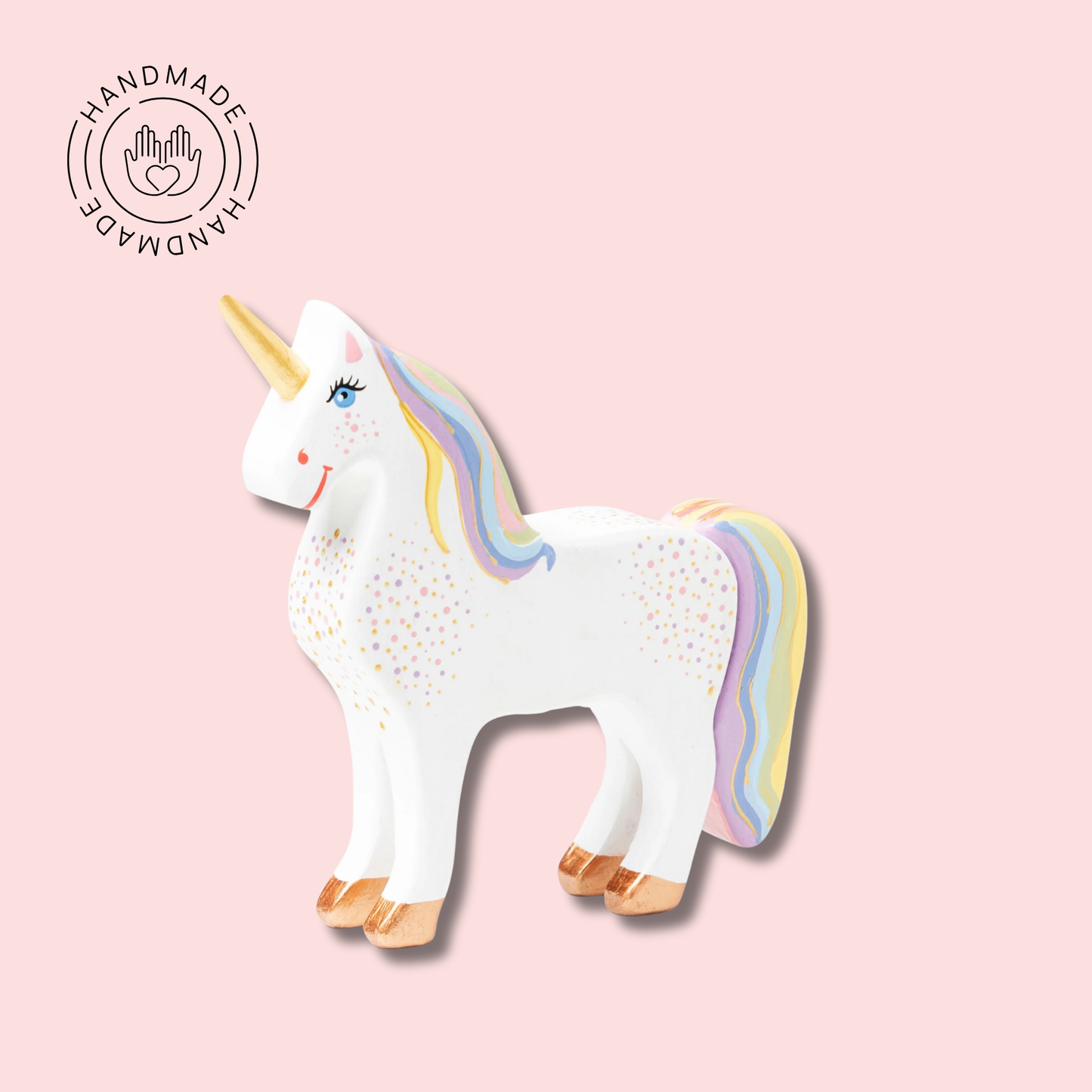 Wooden Unicorn Figure - Rainbow Unicorn Figure for Imaginative Play