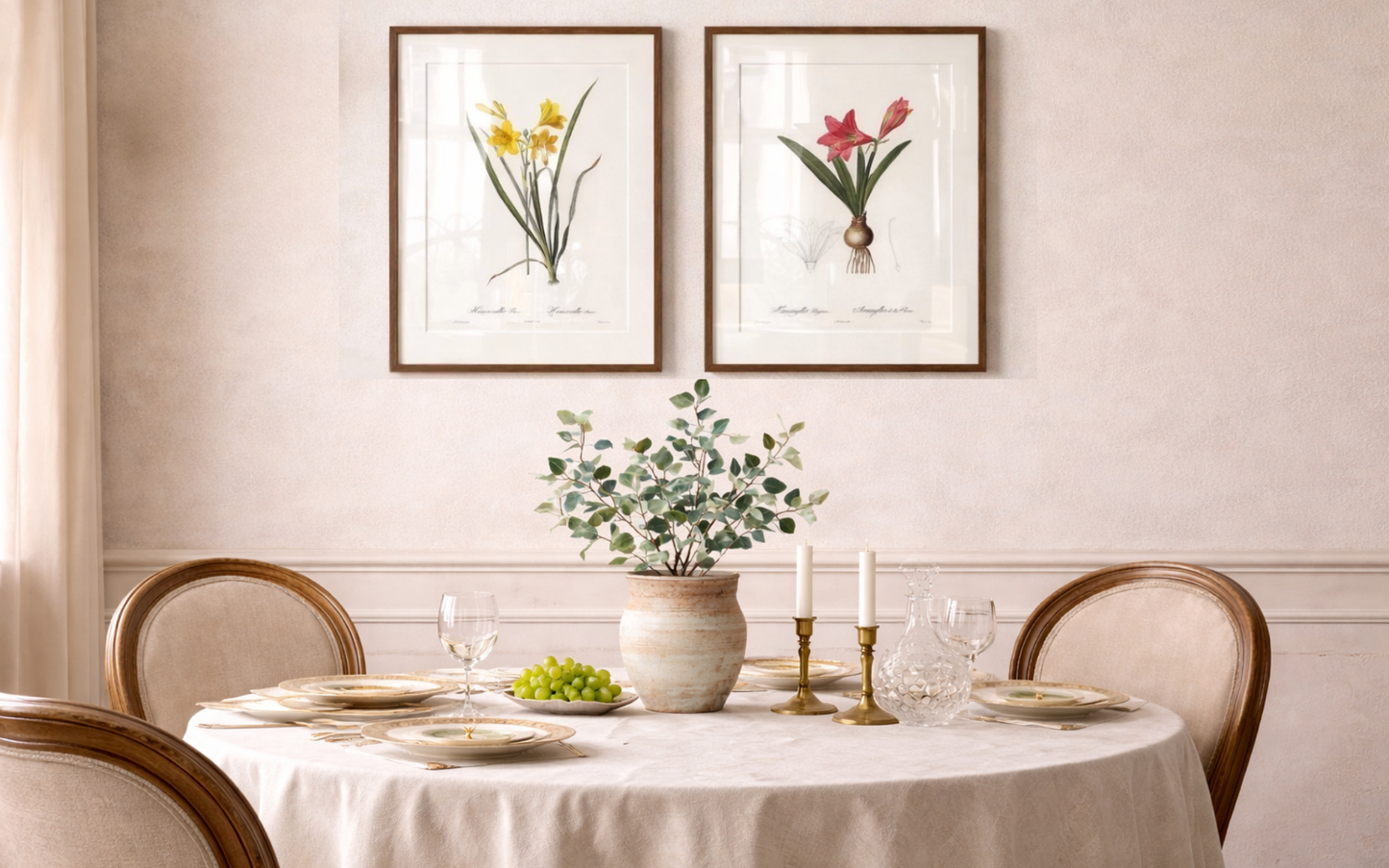 Lily Vintage Botanical Wall Art Hand-Drawn Sketches - Daylily and Mexican Lily, Set of Two 16" x 24" Framed