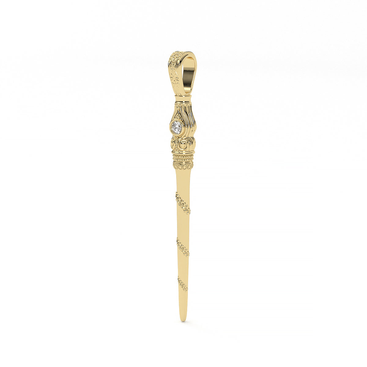 Vine Wand Pendant - Magical Golden Wand Charm