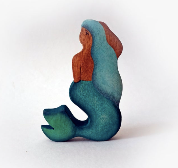 Wooden Mermaid Figure for Imaginative Play