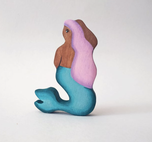 Wooden Mermaid Figure for Imaginative Play