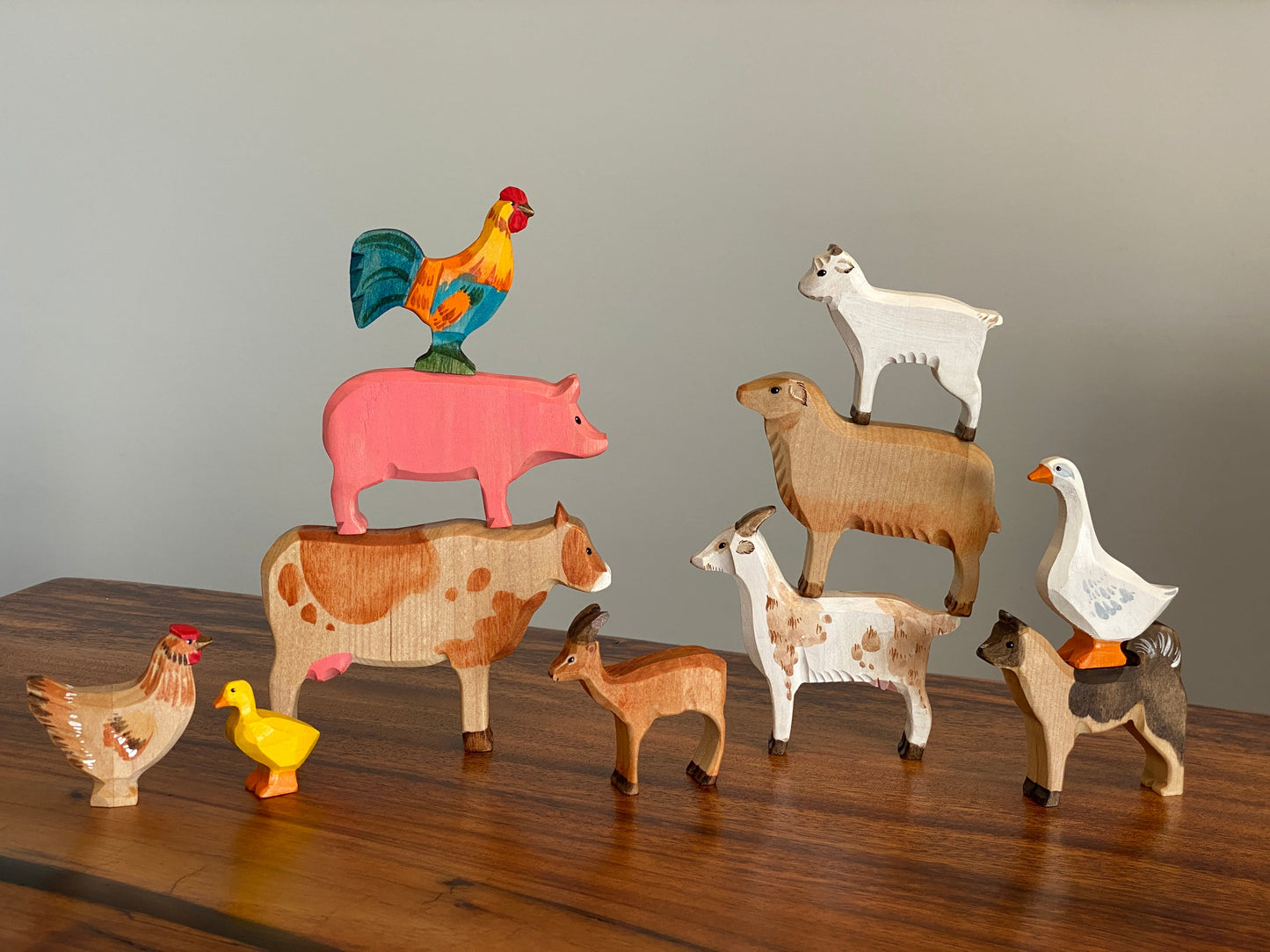 Handmade Wooden Farm Animals Figures