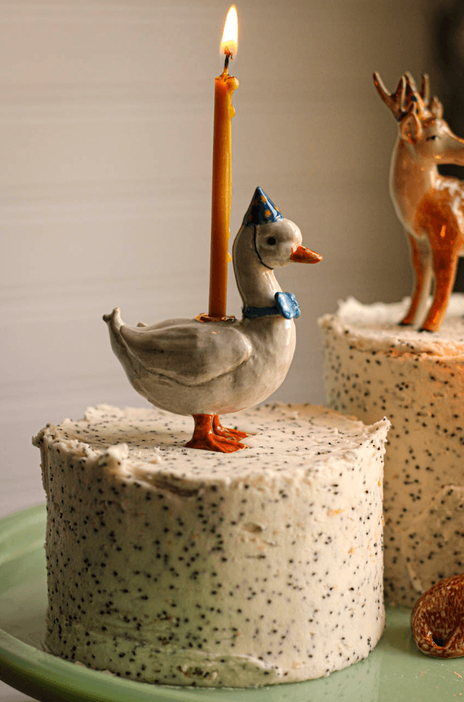 Goose Cake Topper - Blue Bowtie
