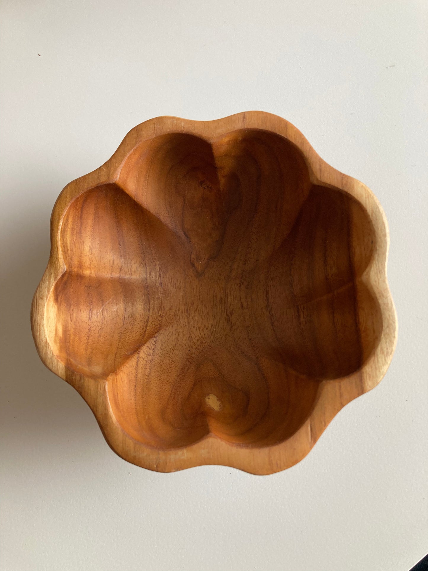 Flora Scalloped Teak Bowl - Small