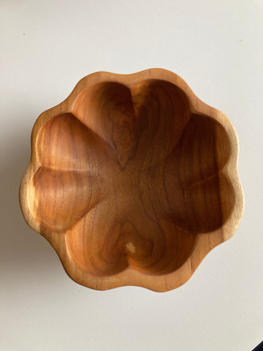 Flora Scalloped Teak Bowl - Small