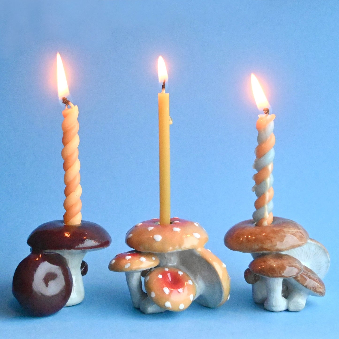 Mushroom Cluster Cake Toppers - Set of 3 Woodland Cake Decorations