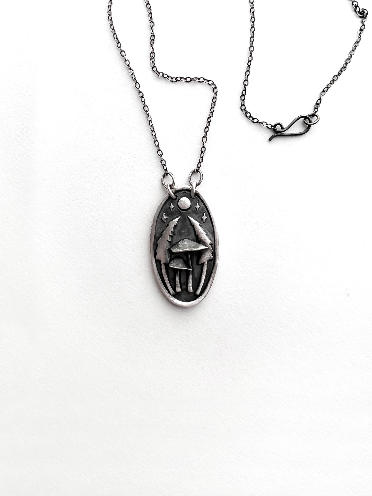 Mushrooms in the Forest Necklace - Hand Forged Silver