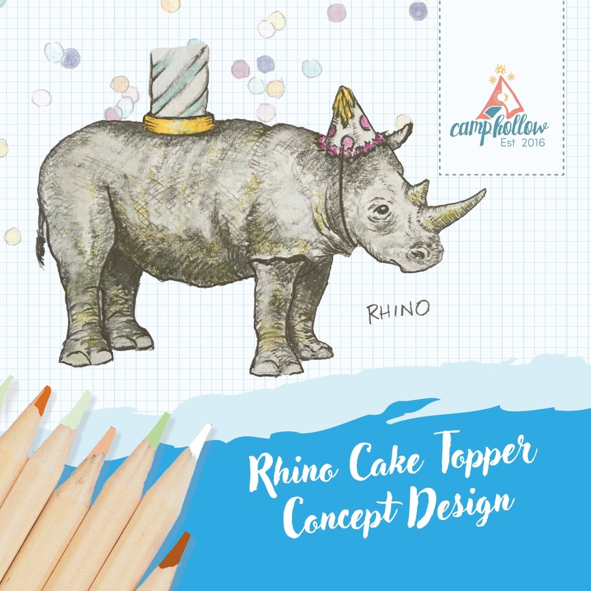 Rhino Cake Topper - Porcelain Heirloom