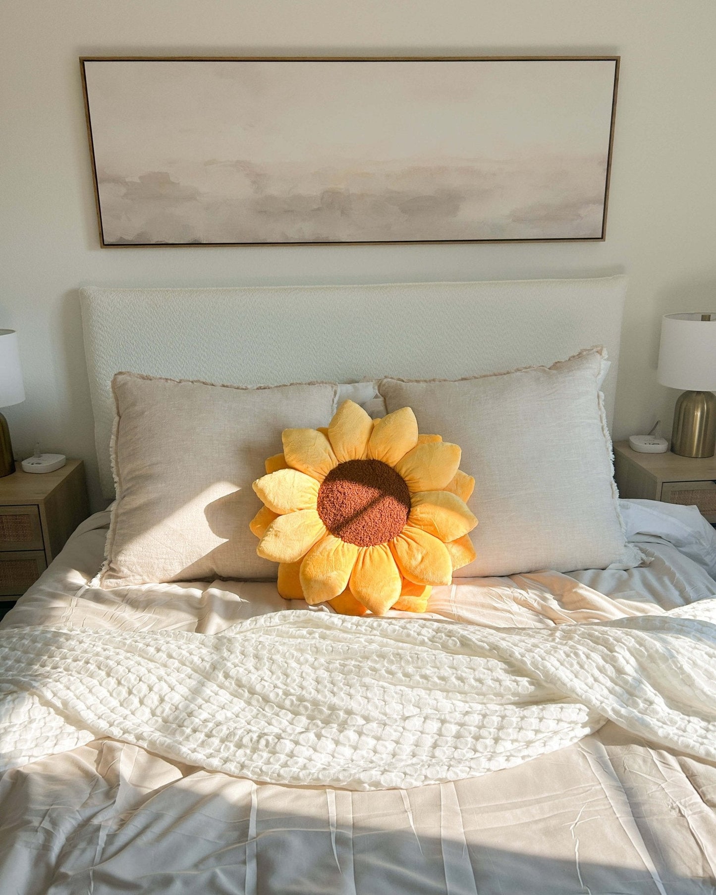 Sunflower Pillow, Large - Golden Yellow Sunflower