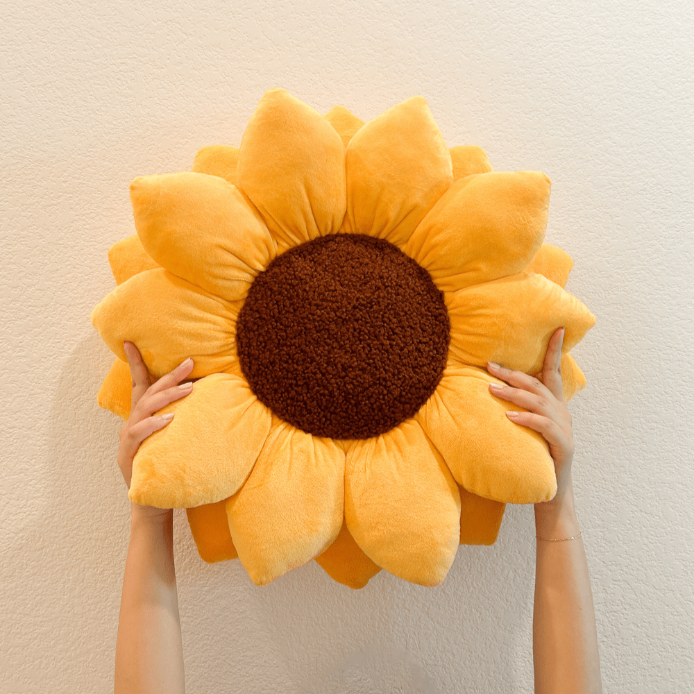 Sunflower Pillow, Large - Golden Yellow Sunflower