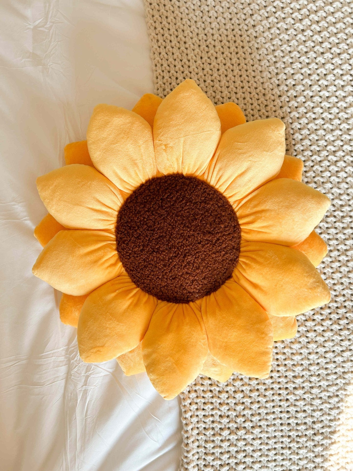 Sunflower Pillow, Large - Golden Yellow Sunflower