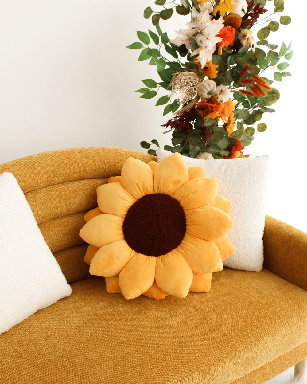 Sunflower Pillow, Large - Golden Yellow Sunflower