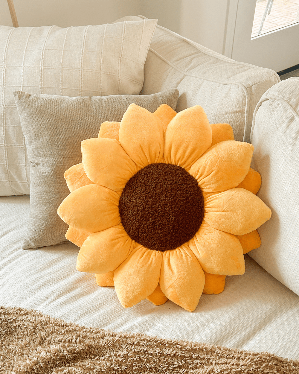 Sunflower Pillow, Large - Golden Yellow Sunflower