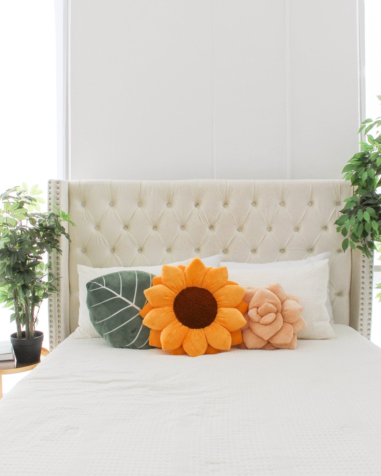 Sunflower Pillow, Large - Golden Yellow Sunflower