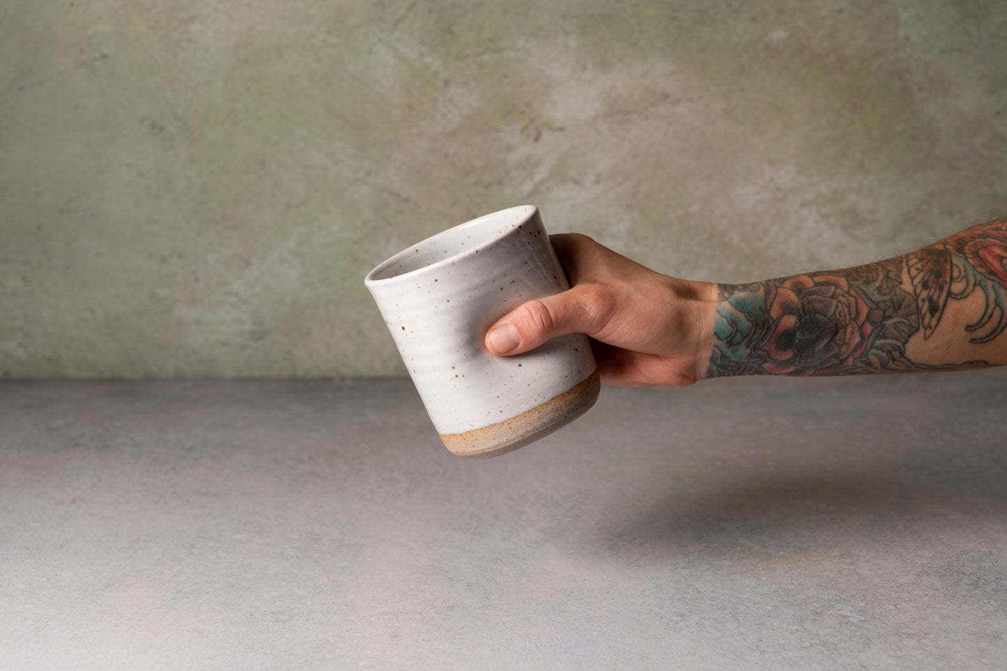 Hand Thrown Stoneware Thumb Cup - 12 oz.