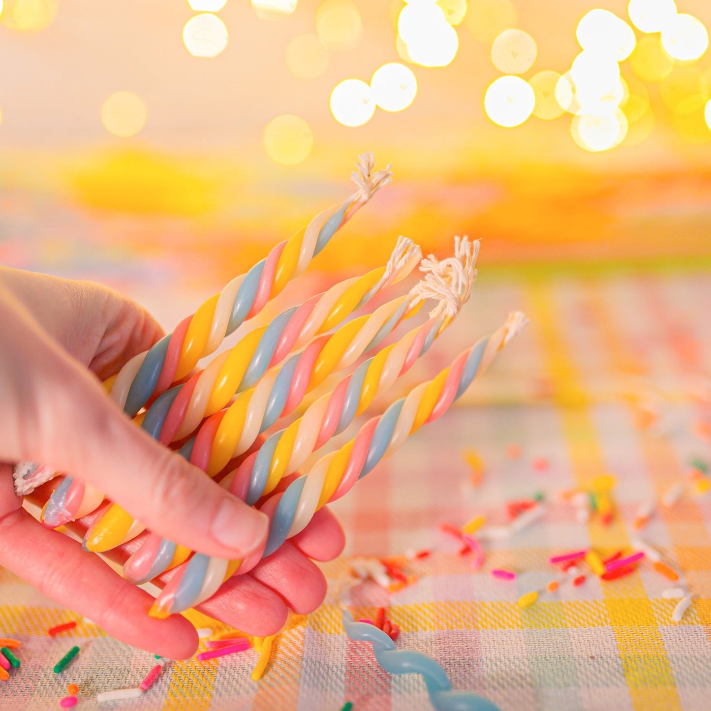 Twisted Marshmallow Birthday Candles - Confetti Colors