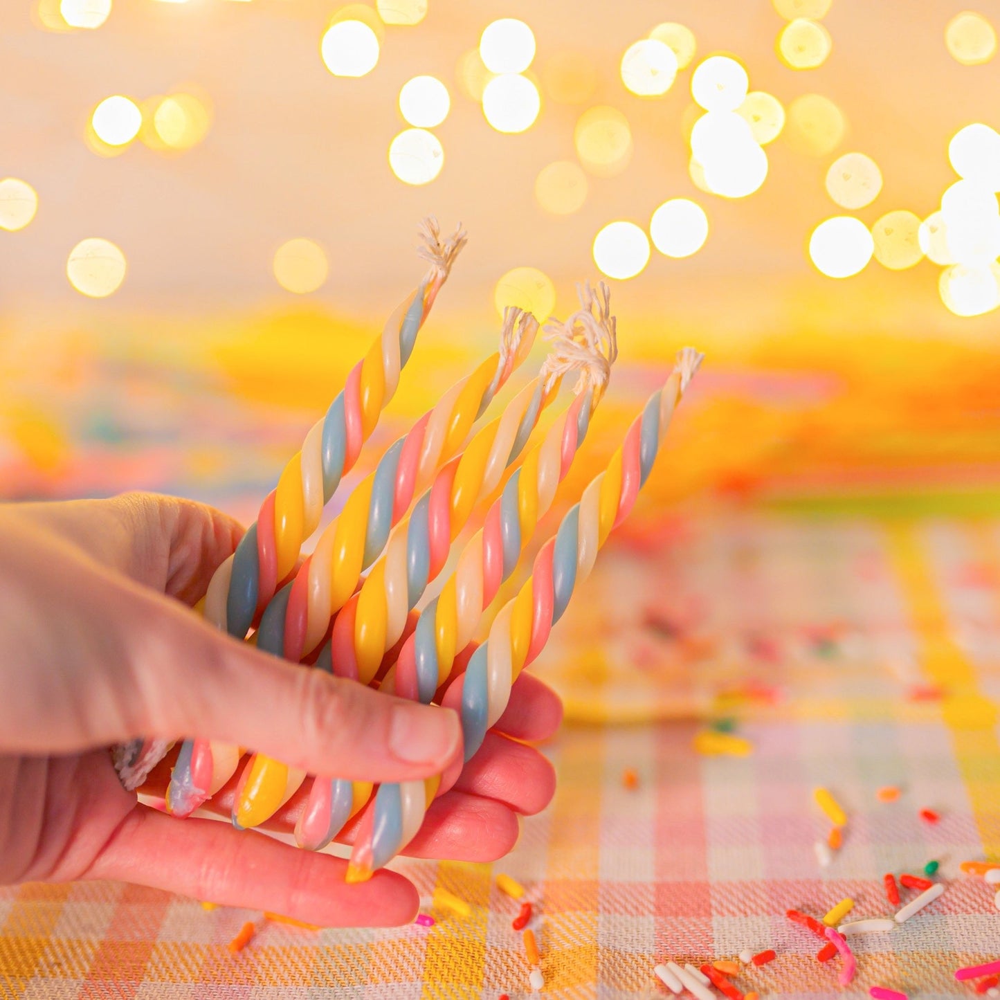 Twisted Marshmallow Birthday Candles - Confetti Colors