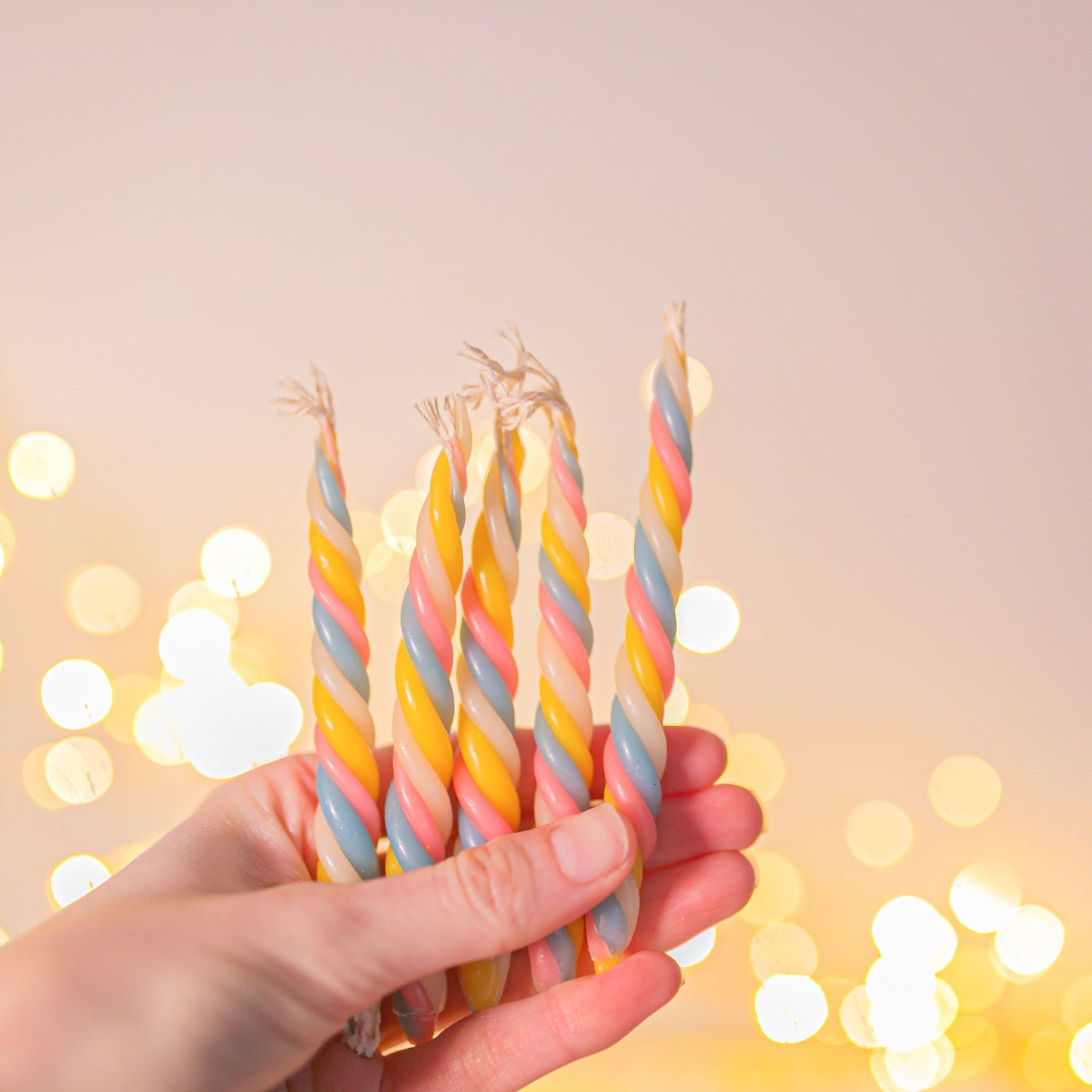 Twisted Marshmallow Birthday Candles - Confetti Colors
