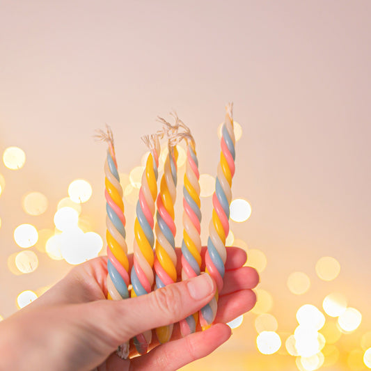 Twisted Marshmallow Birthday Candles - Confetti Colors