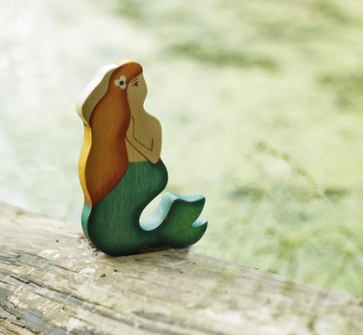 Wooden Mermaid Figure for Imaginative Play
